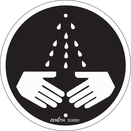 Zenith Safety Products SGM881 Wash Your Hands CSA Standard Safety Sign, 6" x 6", Plastic, Pictogram