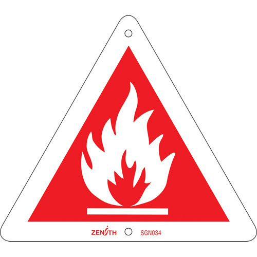 Zenith Safety Products SGN034 Flammable CSA Standard Safety Sign, 6" x 6", Plastic, Pictogram