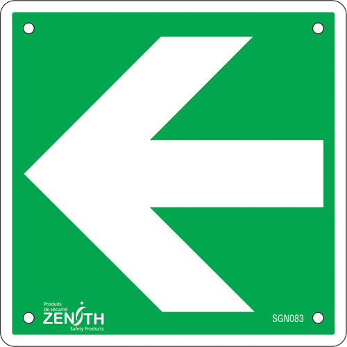 Produits de sécurité Zenith SGN083 Enseigne de s&eacute;curit&eacute; conforme &agrave; la CSA - Fl&egrave;che, 6" x 6", Aluminium, Pictogramme