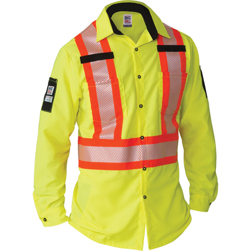 Big Bill 144HVP-T-YEL-XL Ripstop High-Visibility Long Sleeve Shirt, Polyester, X-Large (Tall), High Visibility Lime-Yellow