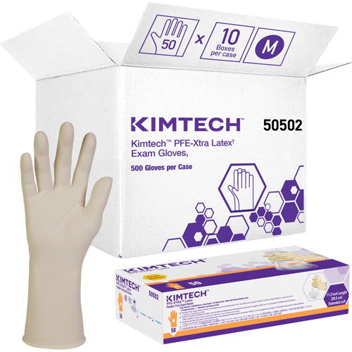 Kimberly-Clark 50502 Gants m&eacute;dicaux Kimtech XTRA-PFE, Moyen, Latex, 6 mils, Sans poudre, Blanc, Classe 2