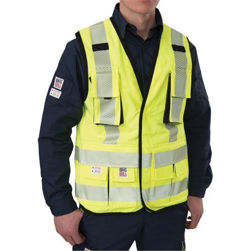 Big Bill 648HVT/OS-R-YEL-4X Veste antid&eacute;chirure pour arpenteur, Jaune lime haute visibilit&eacute;, 4T-Grand, Polyester