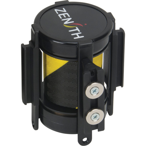 Produits de sécurité Zenith SGO651 Cassette de ruban magn&eacute;tique pour barri&egrave;re de contr&ocirc;le des foules personnalis&eacute;e, 7', Ruban Noir et jaune