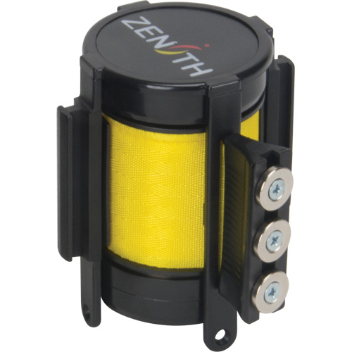 Produits de sécurité Zenith SGO653 Cassette de ruban magn&eacute;tique pour barri&egrave;re de contr&ocirc;le des foules personnalis&eacute;e, 12', Ruban Jaune