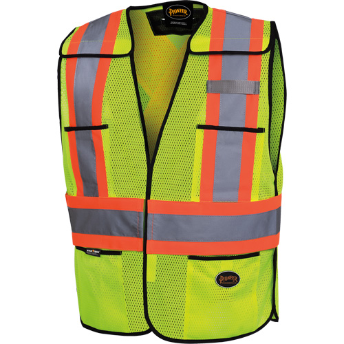 Pioneer V1020810-O/S 6927 Safety Vest, High Visibility Lime-Yellow, Polyester