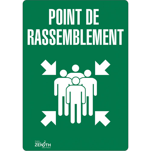 Produits de sécurité Zenith SGP183 Enseigne Point de rassemblement, 14" x 10", Vinyle, Français avec pictogramme