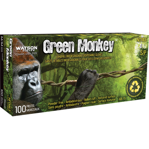 Watson Gloves 5559PF-XXL 5559PF Green Monkey Gloves, 2X-Large, Nitrile, 4-mil, Powder-Free, Green