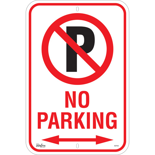 Zenith Safety Products SGP352 "No Parking" Sign, 18" x 12", Aluminum, English with Pictogram