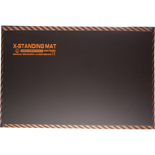 Impacto MAT5020 Tapis anti-fatigue pour travail debout, Lisse, 16" x 28" x 1", Noir, Caoutchouc