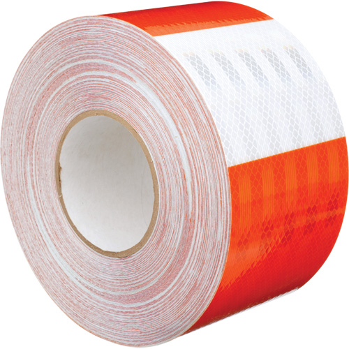 3M 382VHIP-4X50 Feuille de rev&ecirc;tement de barricade prismatique de qualit&eacute; &agrave; haute intensit&eacute;, 4" la x 150' lo, 19 mils, Orange et blanc
