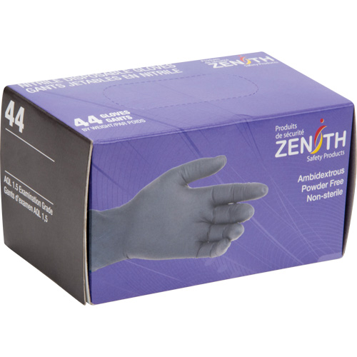 Produits de sécurité Zenith SGQ363 Gants jetables en paquets pour distributeur, 2T-Grand, Nitrile, 5 mils, Sans poudre, Noir