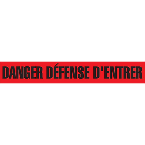 Incom Top Tape & Label BT5012 "Danger D&eacute;fense D'Entrer" Barricade Tape, French, 3" W x 1000' L, 2 mils, Black on Red