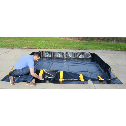 Enpac 48-10201-BK-SU Stinger Containment Berm, 1496 US gal. Capacity, 20' W x 10' L x 12" H, Snap-Up Bracket