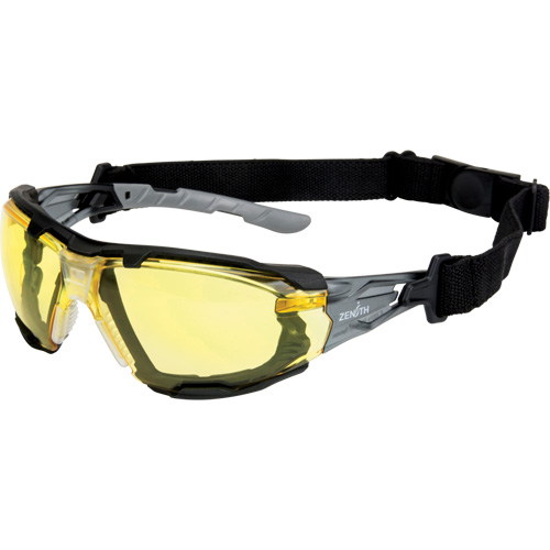 Zenith Safety Products SGQ765 Z2900 Series Safety Glasses with Foam Gasket, Amber Lens, Anti-Scratch, ANSI Z87+/Meets/Exceeds CSA Z94.3