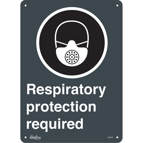 Zenith Safety Products SGQ876 Respiratory Protection Required CSA Standard Safety Sign, 14" x 10", Plastic, English with Pictogram