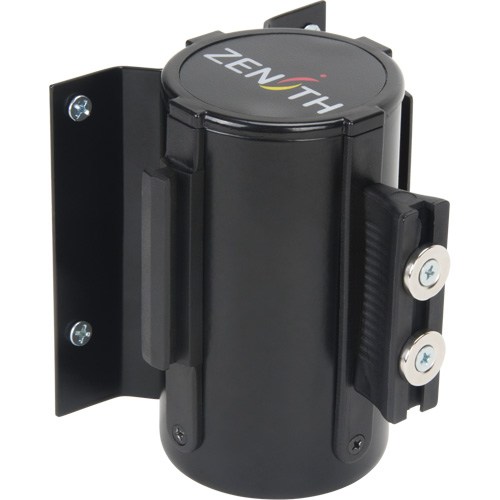 Zenith Safety Products SGQ993 Wall Mount Barrier with Magnetic Tape, Steel, Screw Mount, 7', Black and Yellow Tape