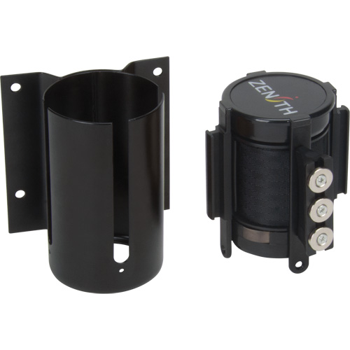 Produits de sécurité Zenith SGQ998 Barri&egrave;re &agrave; fixation murale avec ruban magn&eacute;tique, Acier, Fixation par vis, 12', Ruban Noir