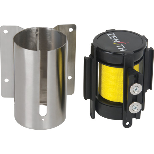 Produits de sécurité Zenith SGR021 Barri&egrave;re &agrave; fixation murale avec ruban magn&eacute;tique, Acier, Fixation par vis, 7', Ruban Jaune