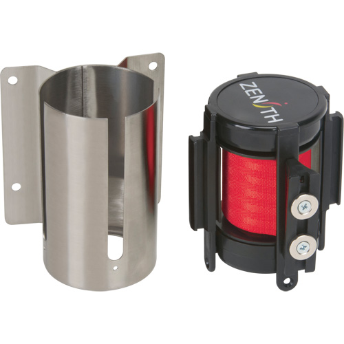 Produits de sécurité Zenith SGR024 Barri&egrave;re &agrave; fixation murale avec ruban magn&eacute;tique, Acier, Fixation par vis, 7', Ruban Rouge