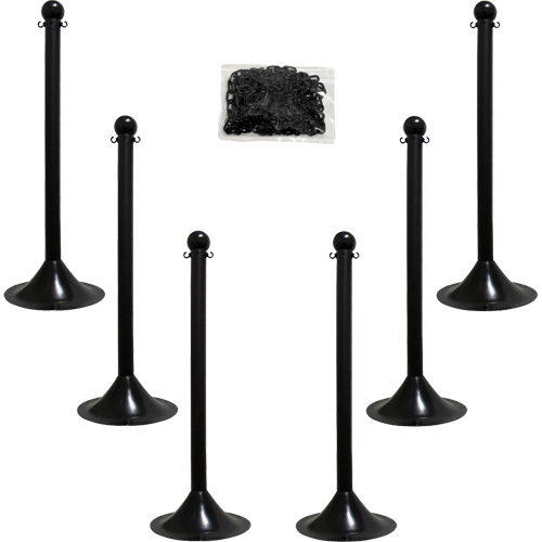 Mr. Chain 71003-6 Trousse de poteaux et chaîne pour service l&eacute;ger, Hauteur de 41", Noir