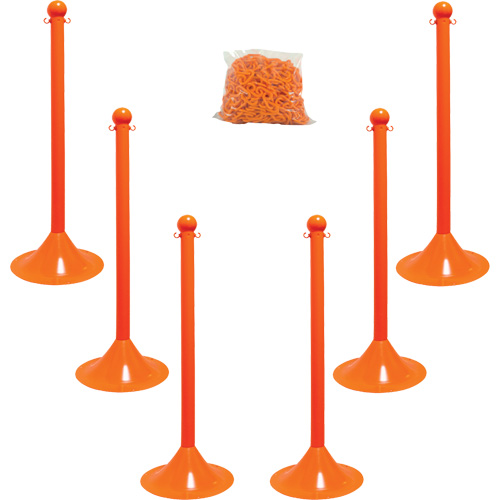 Mr. Chain 71012-6 Light-Duty Stanchion & Chain Kit, 41" High, Orange