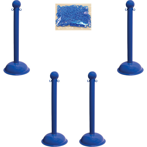 Mr. Chain 71306-4 Trousse de poteaux et chaîne pour service lourd, Hauteur de 41", Bleu