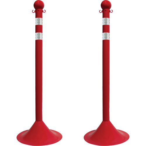 Mr. Chain 91551-2 Trousse de poteaux r&eacute;fl&eacute;chissants pour service l&eacute;ger, Hauteur de 41", Rouge