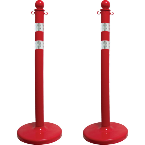 Mr. Chain 96451-2 Trousse de poteaux r&eacute;fl&eacute;chissants pour service moyen, Hauteur de 40", Rouge