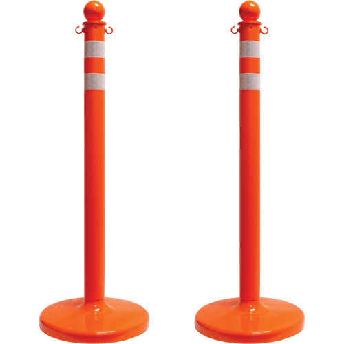 Mr. Chain 96478-2 Medium-Duty Reflective Stanchion Set, 40" High, Orange