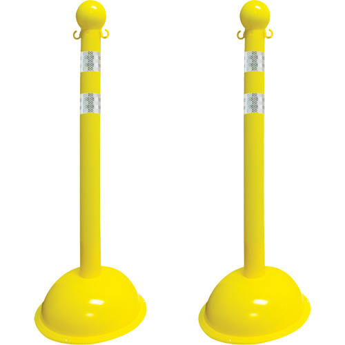 Mr. Chain 99949-2 Heavy-Duty Reflective Stanchion Set, 41" High, Yellow