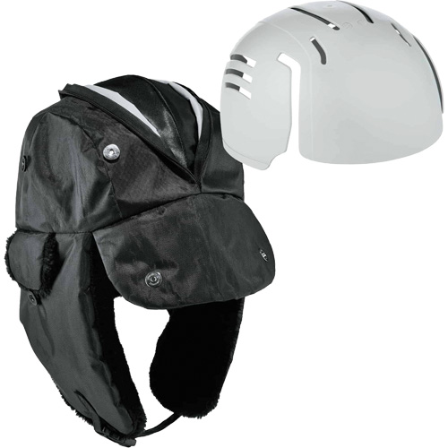 Ergodyne 16899 N-Ferno&reg; Zippered Trapper Hat with Bump Cap Insert, Polyurethane/Satin Lining, Large/X-Large, Black