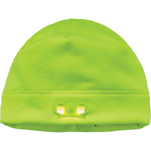 Ergodyne 16802 Bonnet N-Ferno &agrave; lumi&egrave;res DEL, Taille unique, Vert lime haute visibilit&eacute;