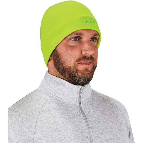 Ergodyne 16802 Bonnet N-Ferno &agrave; lumi&egrave;res DEL, Taille unique, Vert lime haute visibilit&eacute;