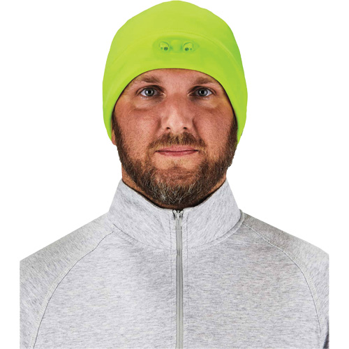 Ergodyne 16802 Bonnet N-Ferno &agrave; lumi&egrave;res DEL, Taille unique, Vert lime haute visibilit&eacute;