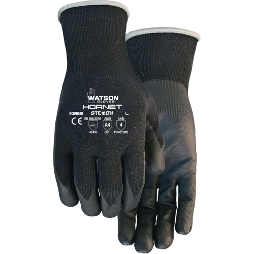 Watson Gloves 362-X Stealth Hornet Cut Resistant Gloves, Size X-Large, 18 Gauge, Foam Nitrile Coated, Glass Fibre/HPPE/Nylon/Spandex Shell, ASTM ANSI Level A4/EN 388 Level 5