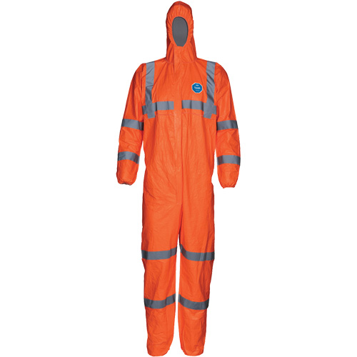 Dupont Personal Protection TY127SHV-2X HV High Visibility Coveralls with Hood, 2X-Large, Orange, Tyvek&reg; 500