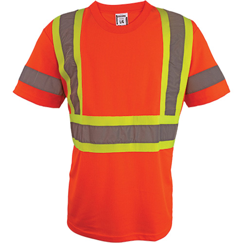 Coolworks TS1104 ORG LRG Short Sleeve Safety T-Shirt, Polyester, Large, High Visibility Orange