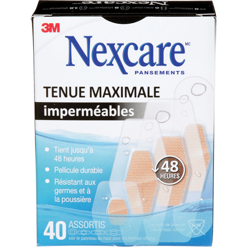 3M MHW-40-CA Pansements imperm&eacute;ables &agrave; tenue maximale Nexcare, Assorti, Plastique, St&eacute;rile