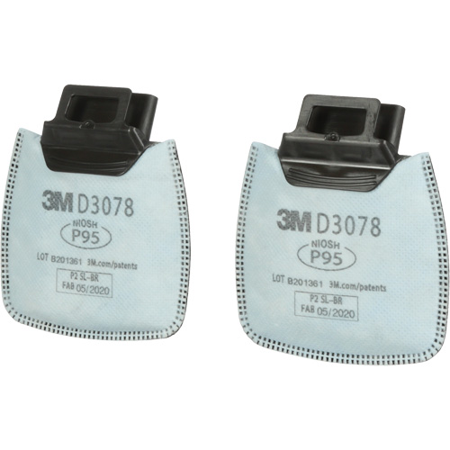 3M D3078 Filtre Secure Click, Filtre contre les particules avec suppresion de vapeurs nuisibles, Vapeurs organiques/Gaz acides/P95