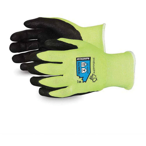 Superior Glove Works Ltd. STAGHVPN-12 Gants haute visibilit&eacute; r&eacute;sistants aux coupures, 12, Calibre 18, Rev&ecirc;tement Nitrile, ASTM ANSI niveau A5