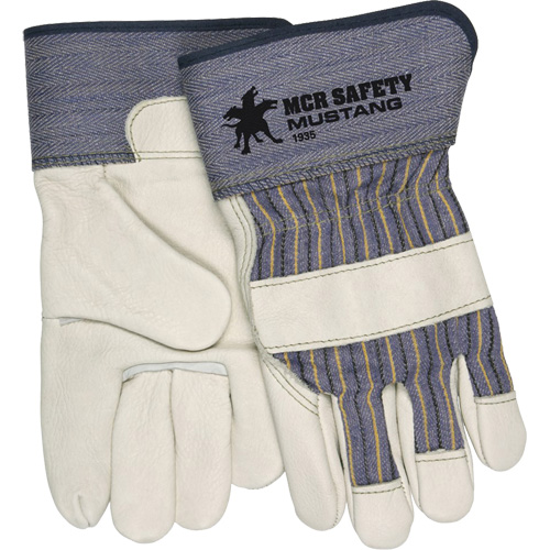 Mcr Safety 1935L Mustang Fitters Gloves, Large, Grain Cowhide Palm, Fleece Inner Lining