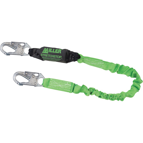 PIP Global Safety M1FSFS-TS6C Longe &agrave; amortisseur de choc Miller StretchStop, 6', Point d'ancrage &agrave; Mousqueton verrouillable, Mousqueton verrouillable aux jambes, Polyester