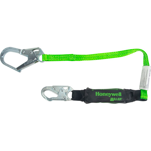 PIP Global Safety M1FSFR-WS4C Miller&reg; HP Shock-Absorbing Lanyard, 4', Locking Rebar Hook Center, Locking Snap Hook Leg Ends, Polyester