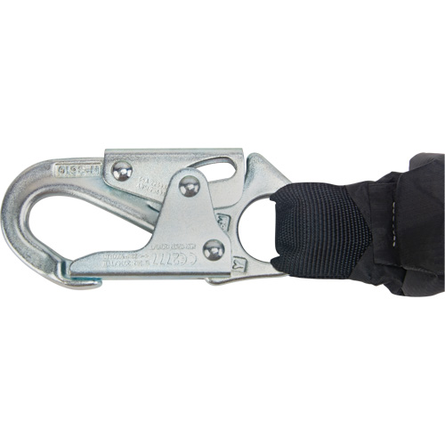 PIP Global Safety M1FSFR-WS4C Miller&reg; HP Shock-Absorbing Lanyard, 4', Locking Rebar Hook Center, Locking Snap Hook Leg Ends, Polyester
