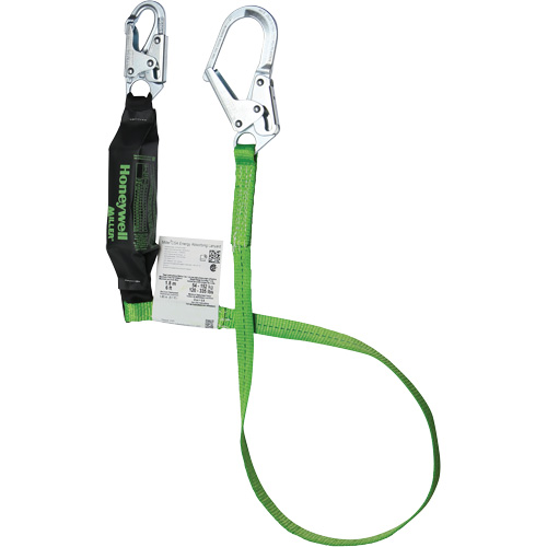PIP Global Safety M1FSFR-WS6C Miller&reg; HP Shock-Absorbing Lanyard, 6', Locking Rebar Hook Center, Locking Snap Hook Leg Ends, Polyester