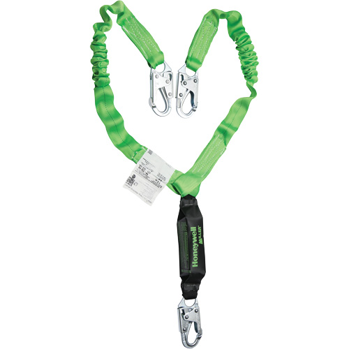 PIP Global Safety M2FSFS-TS6C Miller&reg; StretchStop&reg; Shock-Absorbing Lanyard, 6', Locking Snap Hook Center, Locking Snap Hook Leg Ends, Polyester