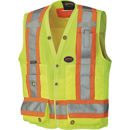 Pioneer V1010140-XL 6693 Surveyor's Safety Vest, High Visibility Lime-Yellow, X-Large, Polyester