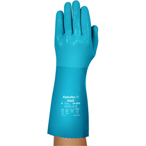 Ansell 4003080 AlphaTec&reg; 04-003 Chemical Resistant Gloves, Size 8, 14" L, Nitrile/PVC, Fleece Inner Lining, Winter Weight