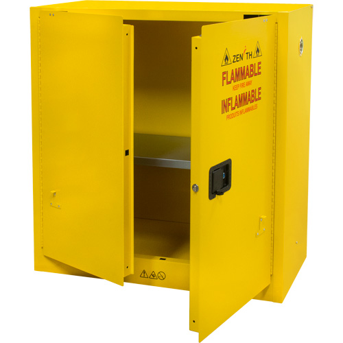 Zenith Safety Products SGU465 Flammable Storage Cabinet, 30 gal., 2 Door, 43" W x 44" H x 18" D