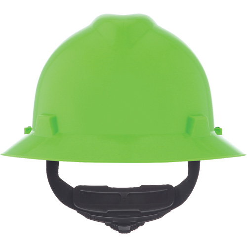 MSA 815570 V-Gard&reg; Slotted Full-Brim Hardhat, Meets CSA Type 1, Ratchet Suspension, Non-Vented